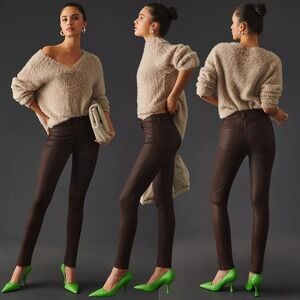 Joes Jeans The Charlie High Rise Coated Skinny Jeans Brown 27 Anthropologie